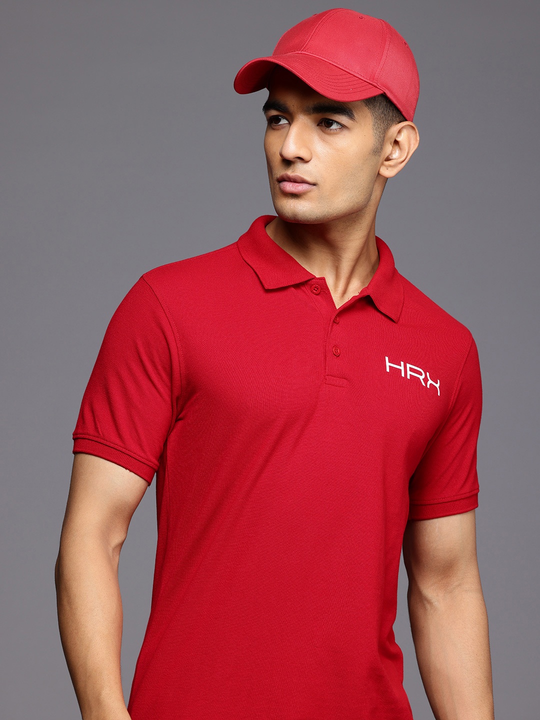 

HRX by Hrithik Roshan Men Polo Collar Pure Cotton Lifestyle T-shirt, Red