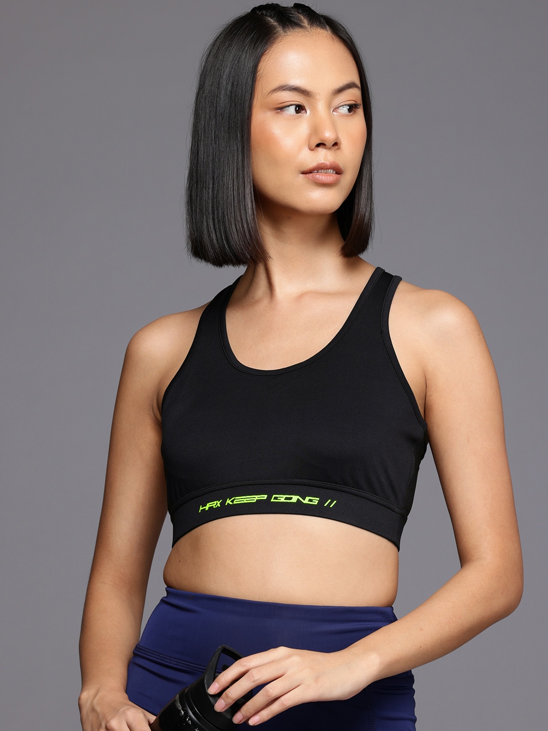 

HRX by Hrithik Roshan Bra Rapid-Dry Lightly Padded Running Bra, Black