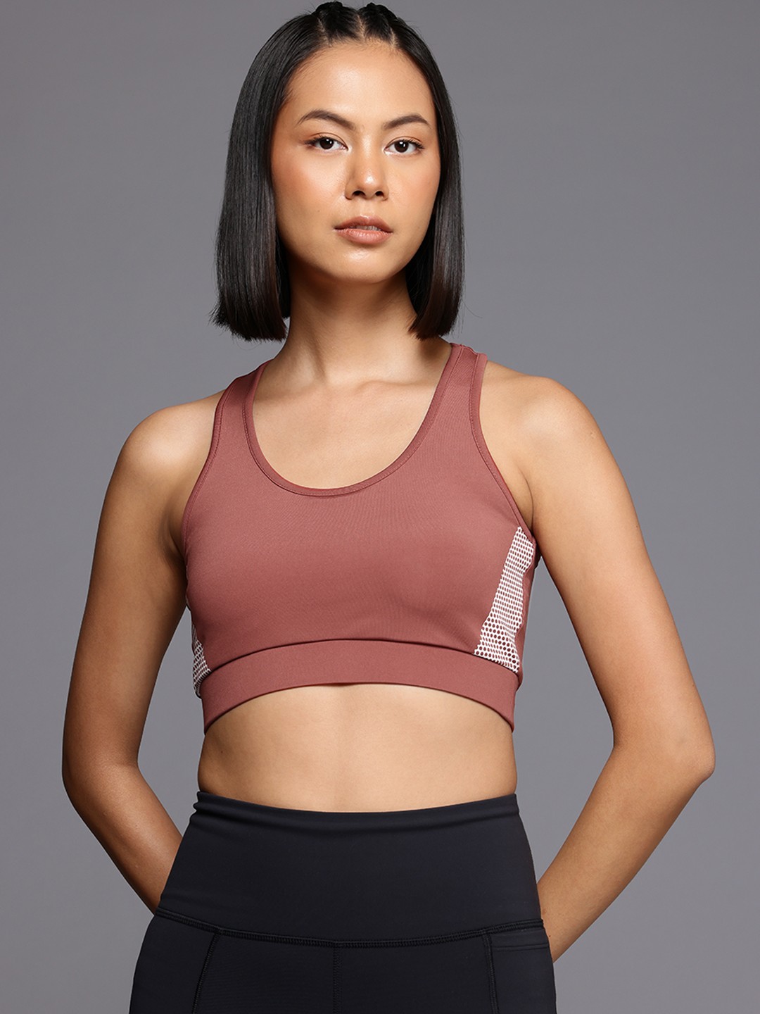

HRX by Hrithik Roshan Lightly Padded Workout Bra, Rust