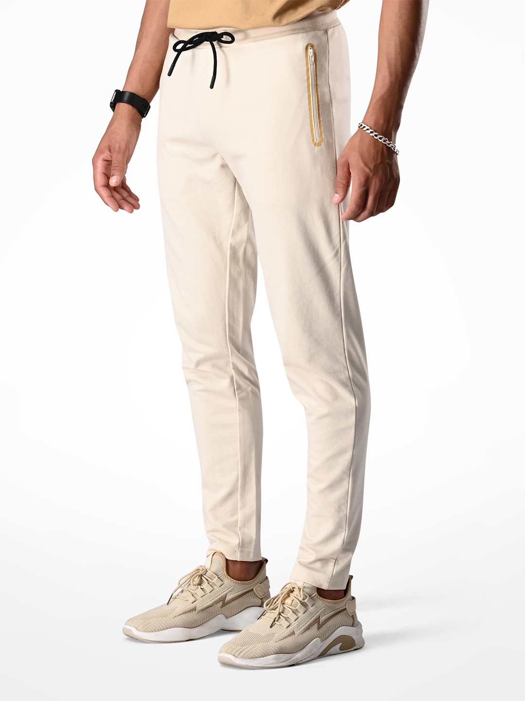 

Supa Men Zipper Pockets Track Pants, Off white
