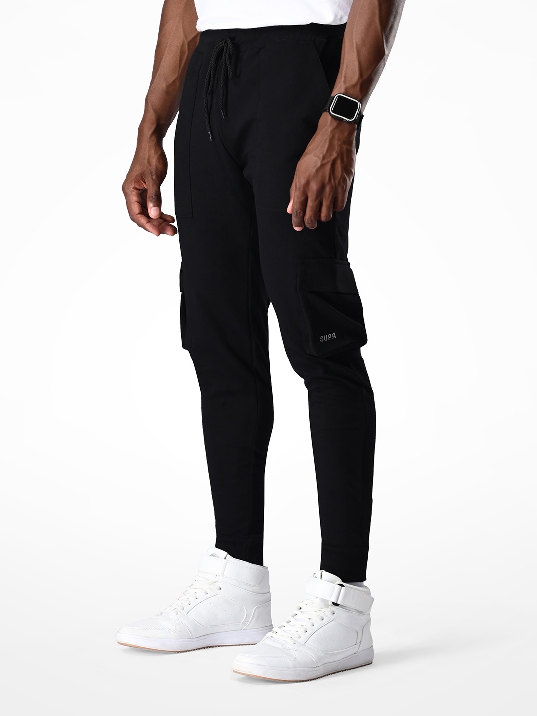 

Supa Men Mid-Rise Cargo Joggers, Black