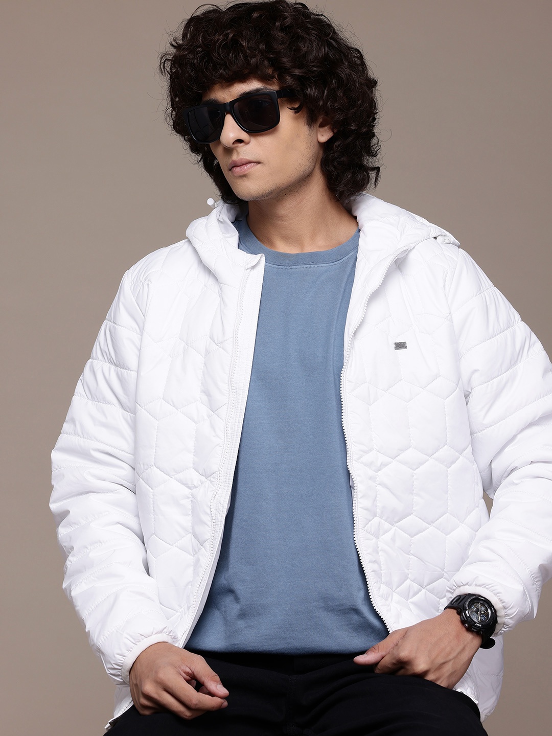 

The Roadster Lifestyle Co. Quilted Hooded Padded Jacket, White