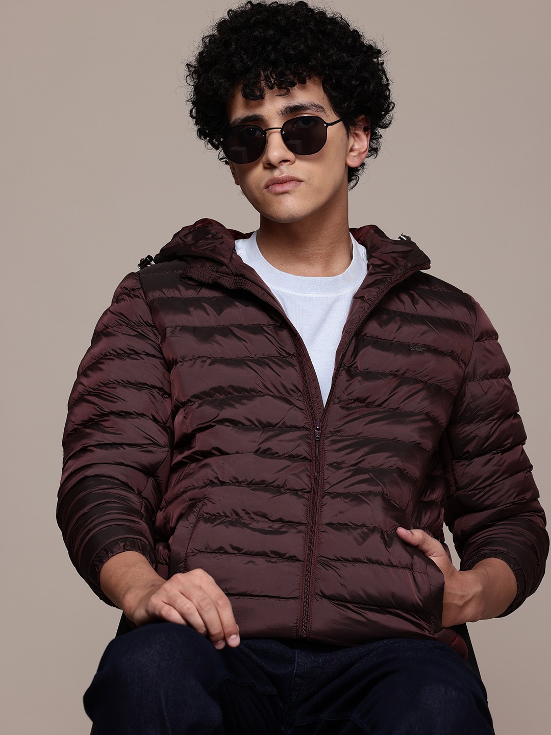 

The Roadster Lifestyle Co. Hooded Puffer Jacket, Burgundy