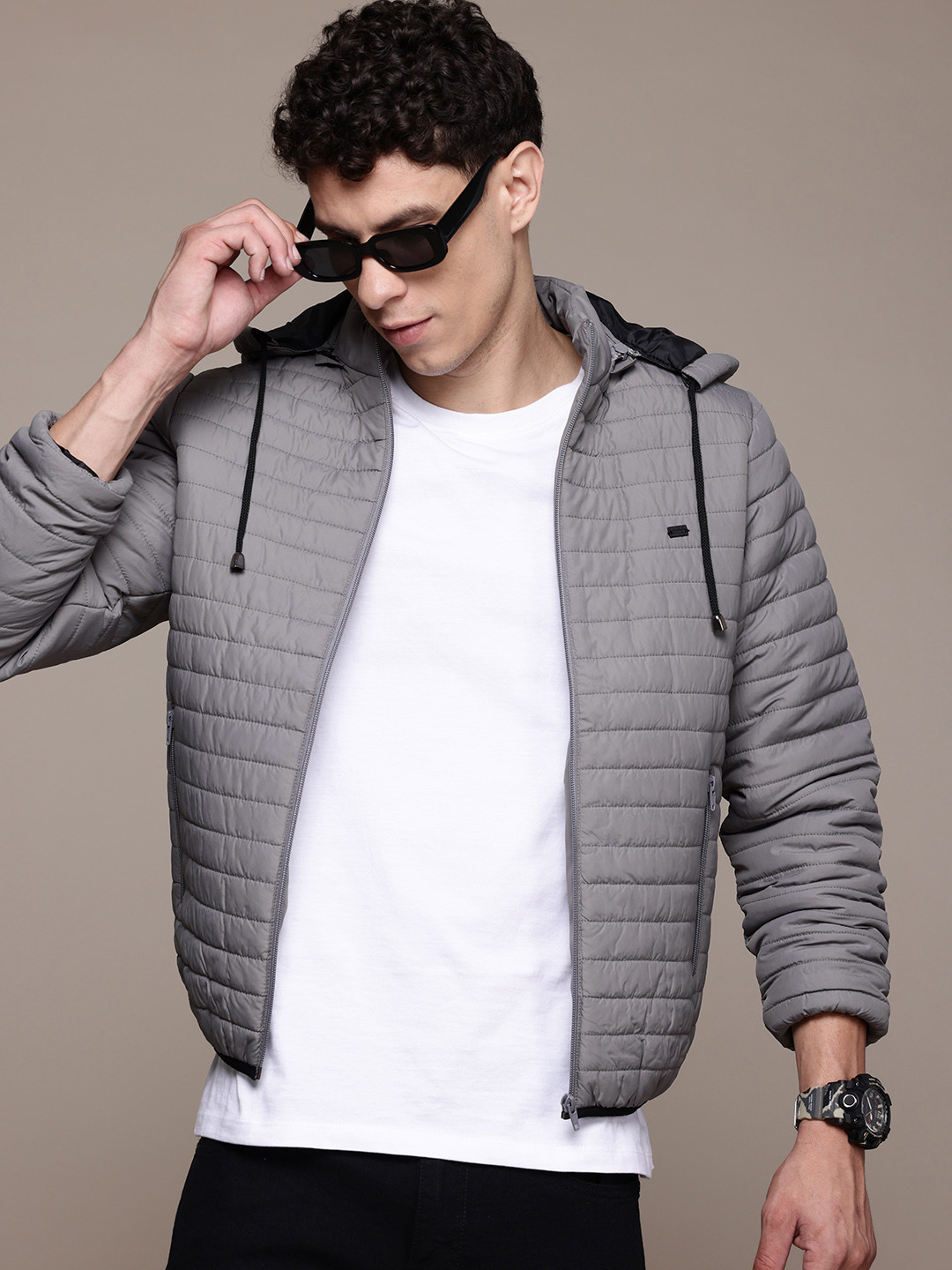 

The Roadster Lifestyle Co. Detachable Hood Tailored Jacket, Grey