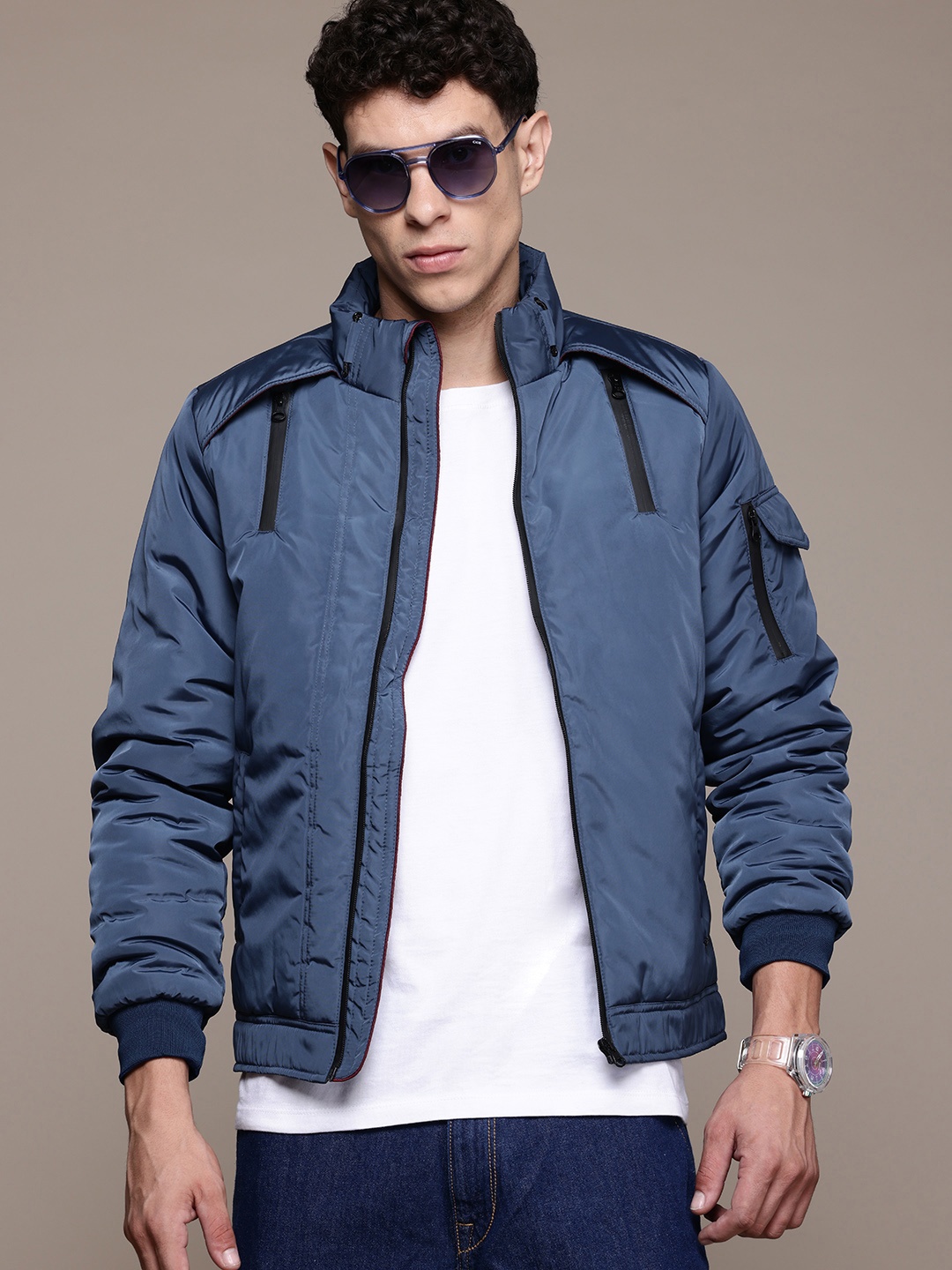 

The Roadster Lifestyle Co. Zip Detailed Padded Jacket, Blue