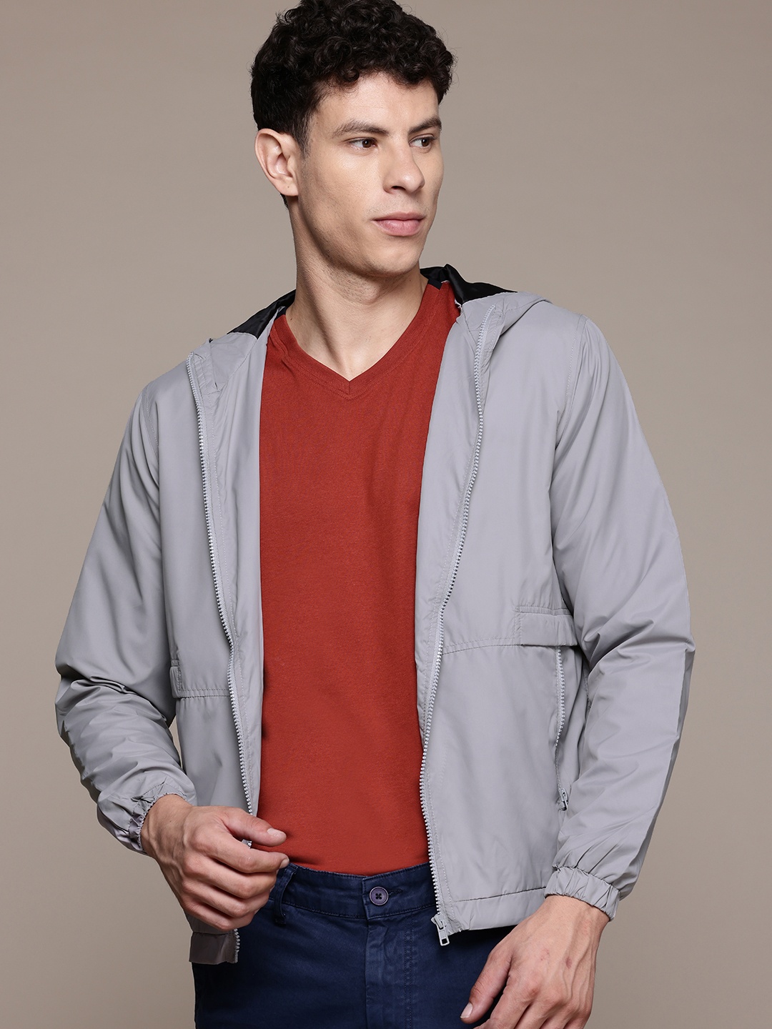 

The Roadster Lifestyle Co. Hooded Tailored Jacket, Grey