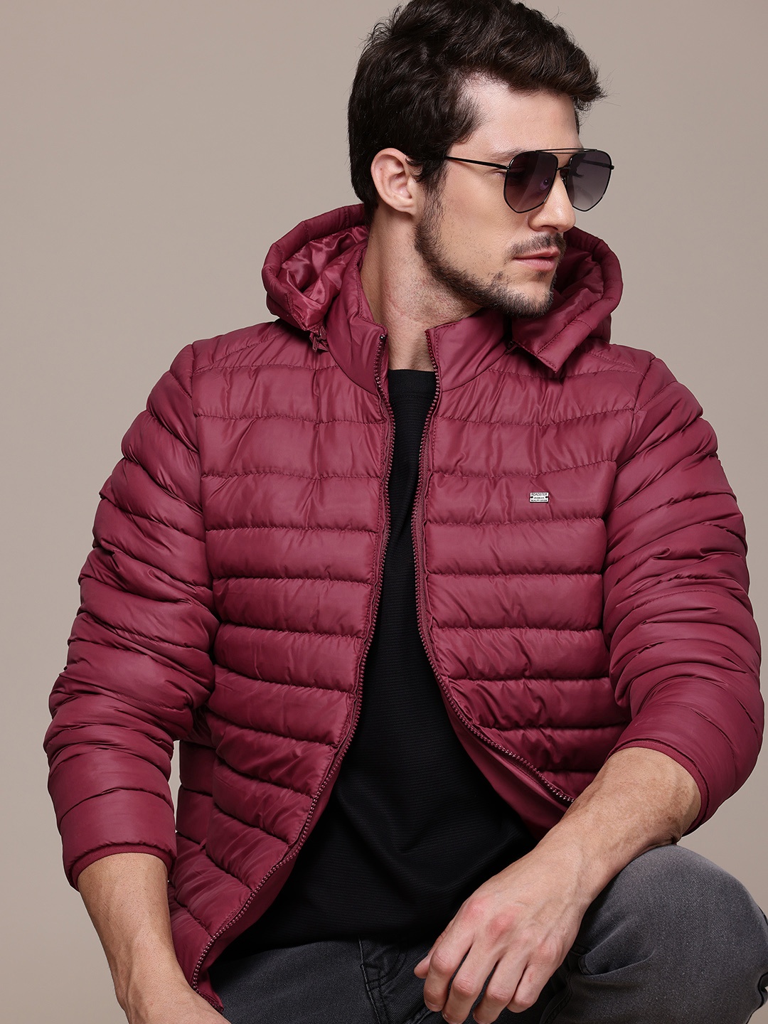 

The Roadster Lifestyle Co. Hooded Quilted Jacket, Burgundy