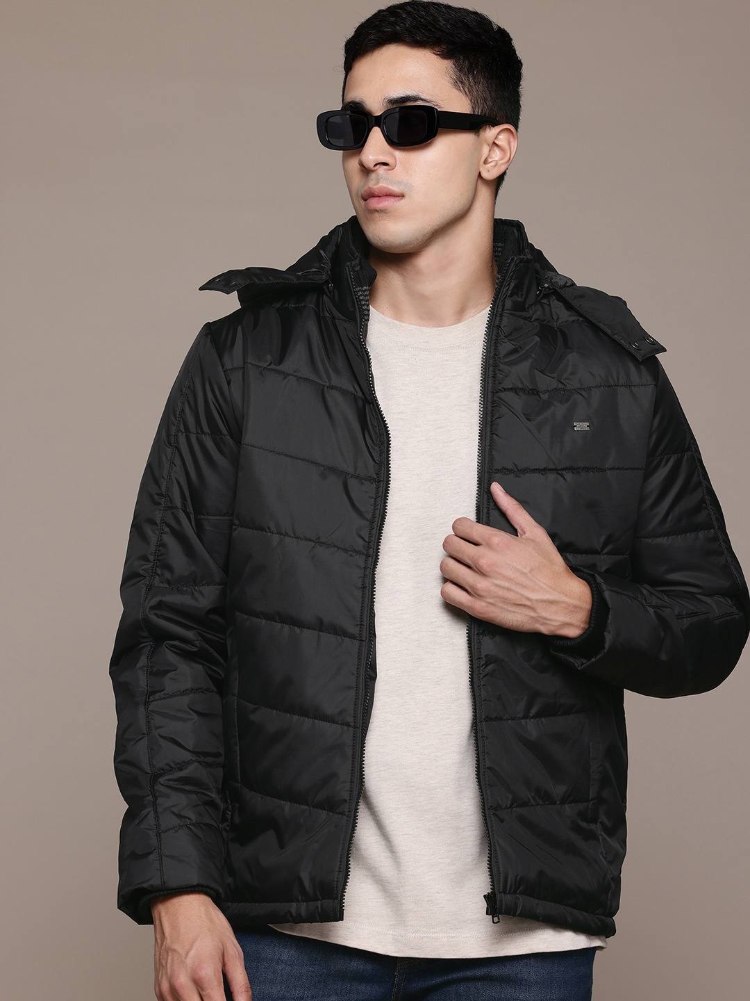 

The Roadster Lifestyle Co. Padded Jacket with Detachable Hood, Black