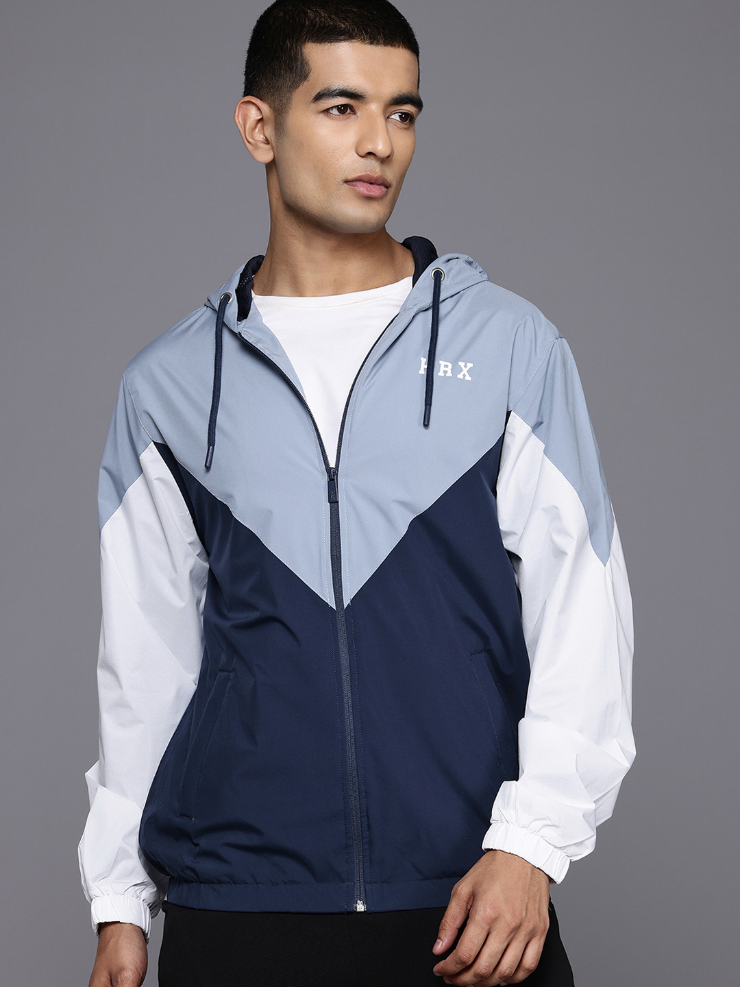 

HRX by Hrithik Roshan Colourblocked Lifestyle Tailored Jacket, Blue