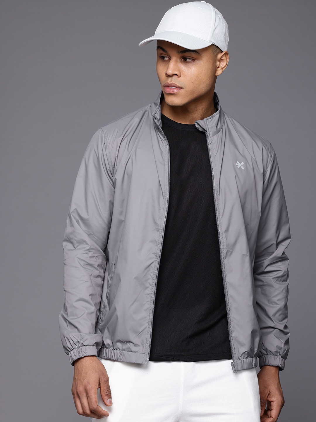 

HRX by Hrithik Roshan Mock Collar Rapid-Dry Running Jacket, Grey