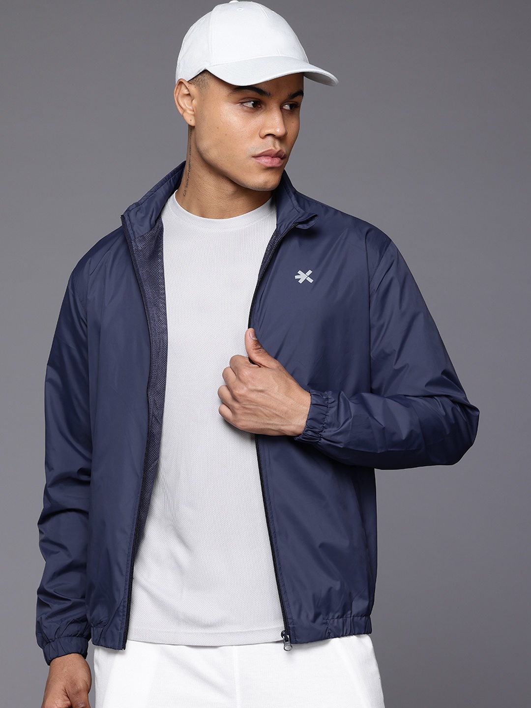 

HRX by Hrithik Roshan Mock Collar Rapid-Dry Running Jacket, Navy blue