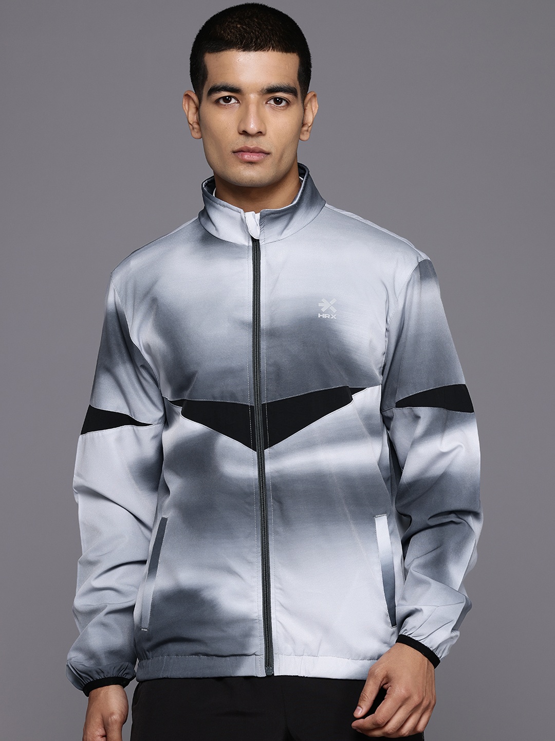 

HRX by Hrithik Roshan Dyed Rapid-Dry Running Jacket, Grey