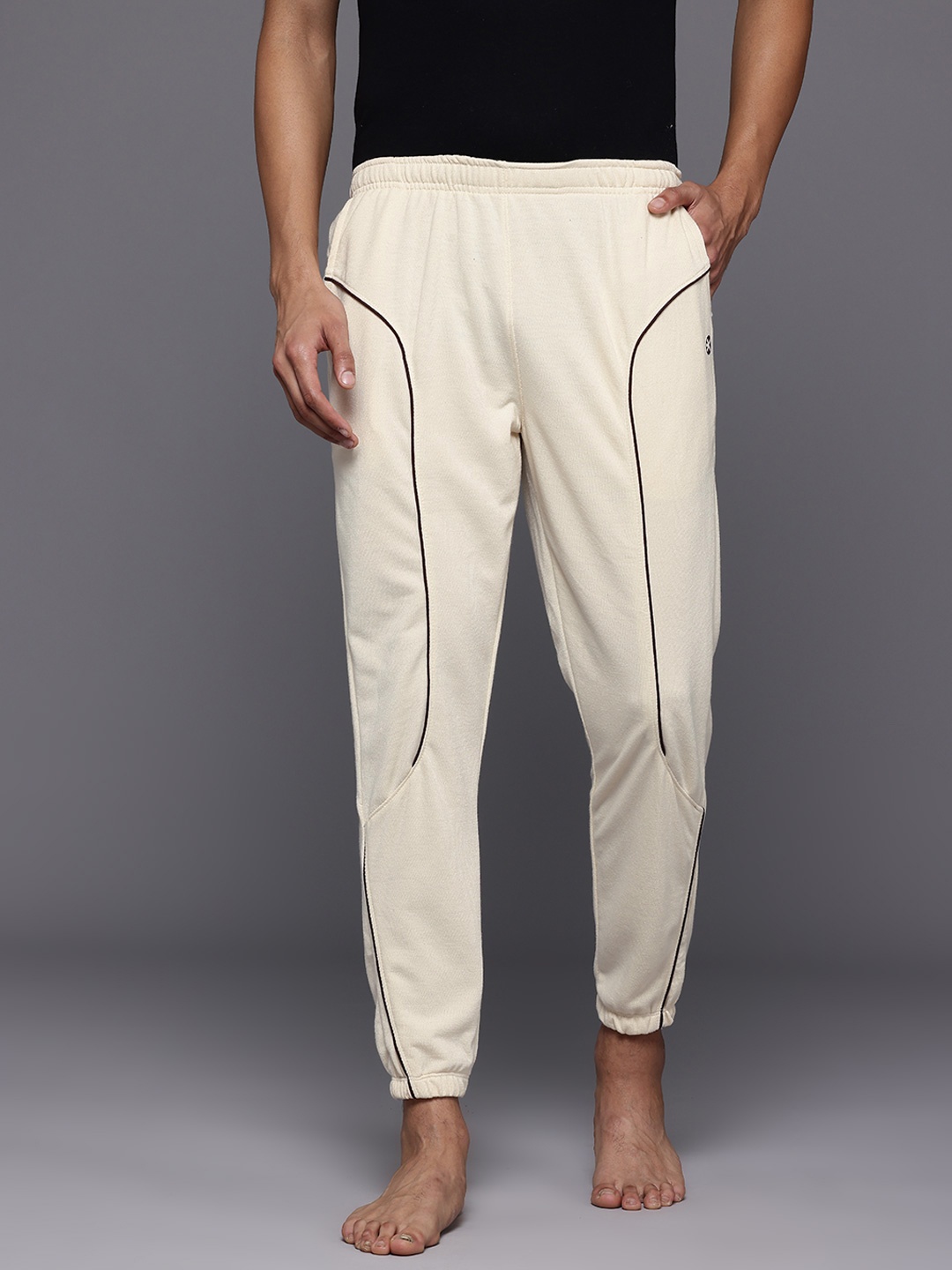 

HRX by Hrithik Roshan Men Striped Yoga Track Pants, Beige