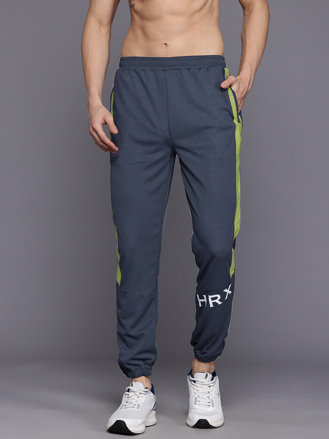 

HRX by Hrithik Roshan Men Side Stripes Rapid-Dry Training Joggers, Navy blue