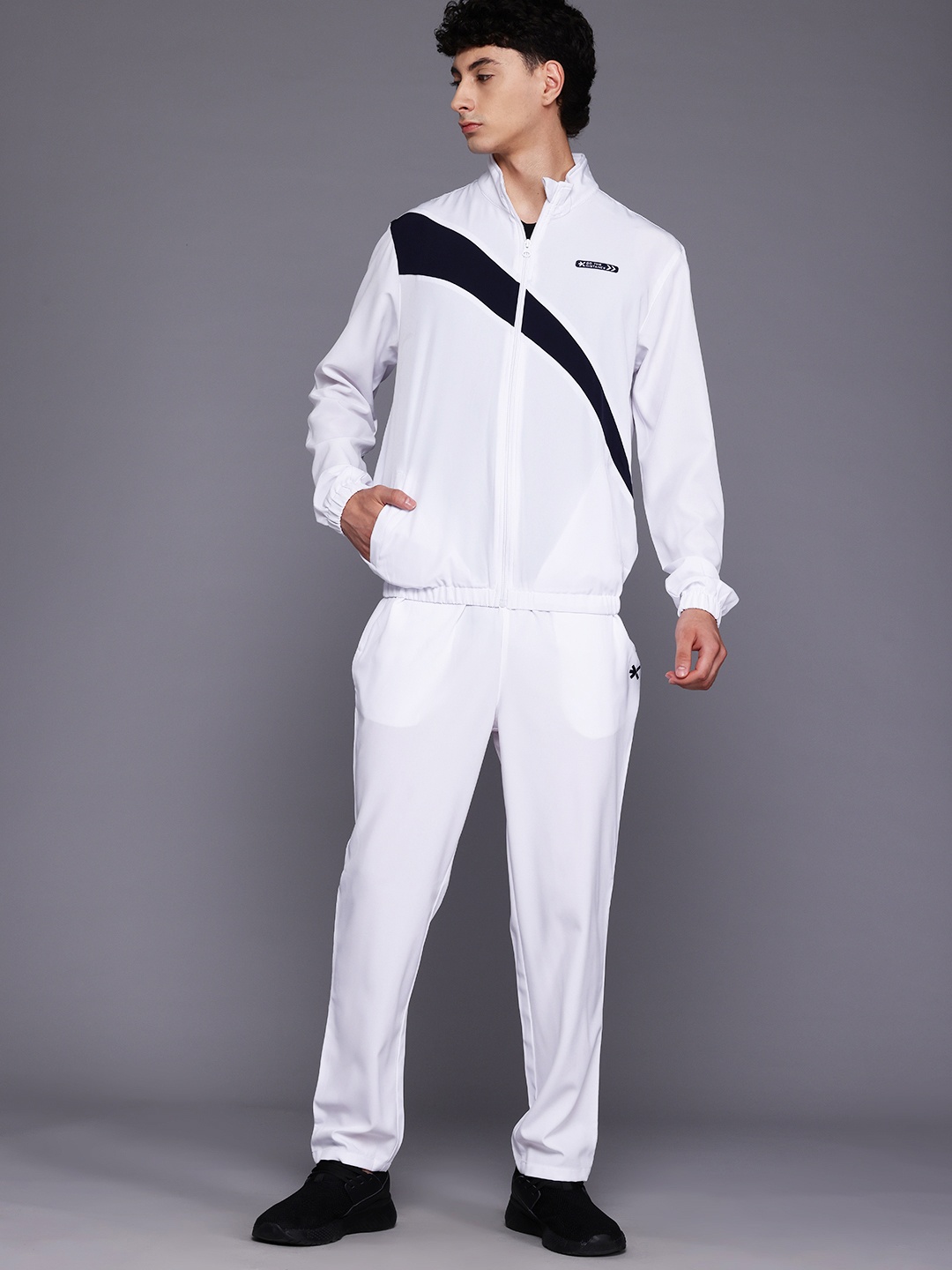 

HRX by Hrithik Roshan Men Striped Rapid-Dry Running Tracksuit, White