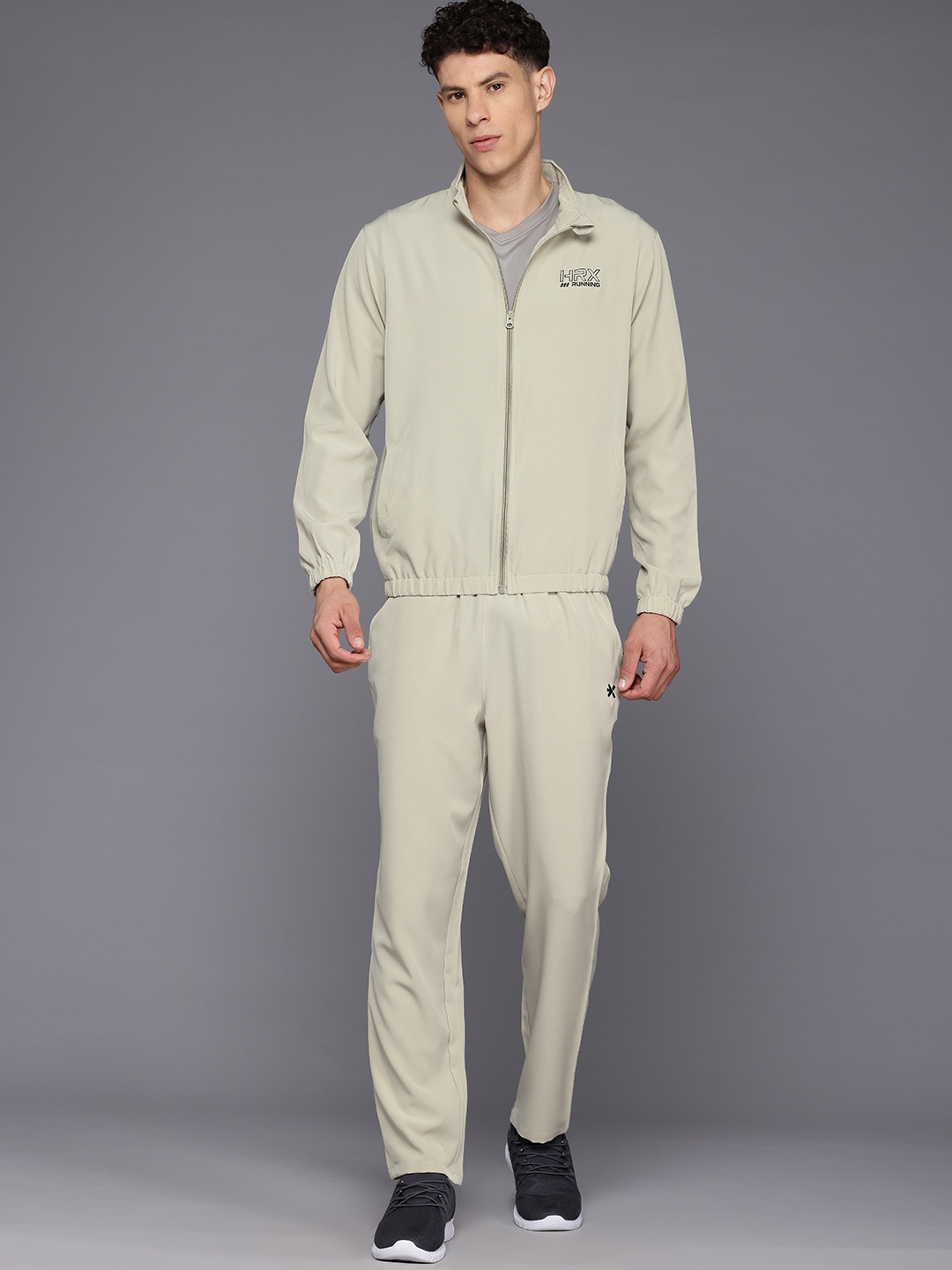 

HRX by Hrithik Roshan Men Rapid-Dry Running Tracksuit, Beige