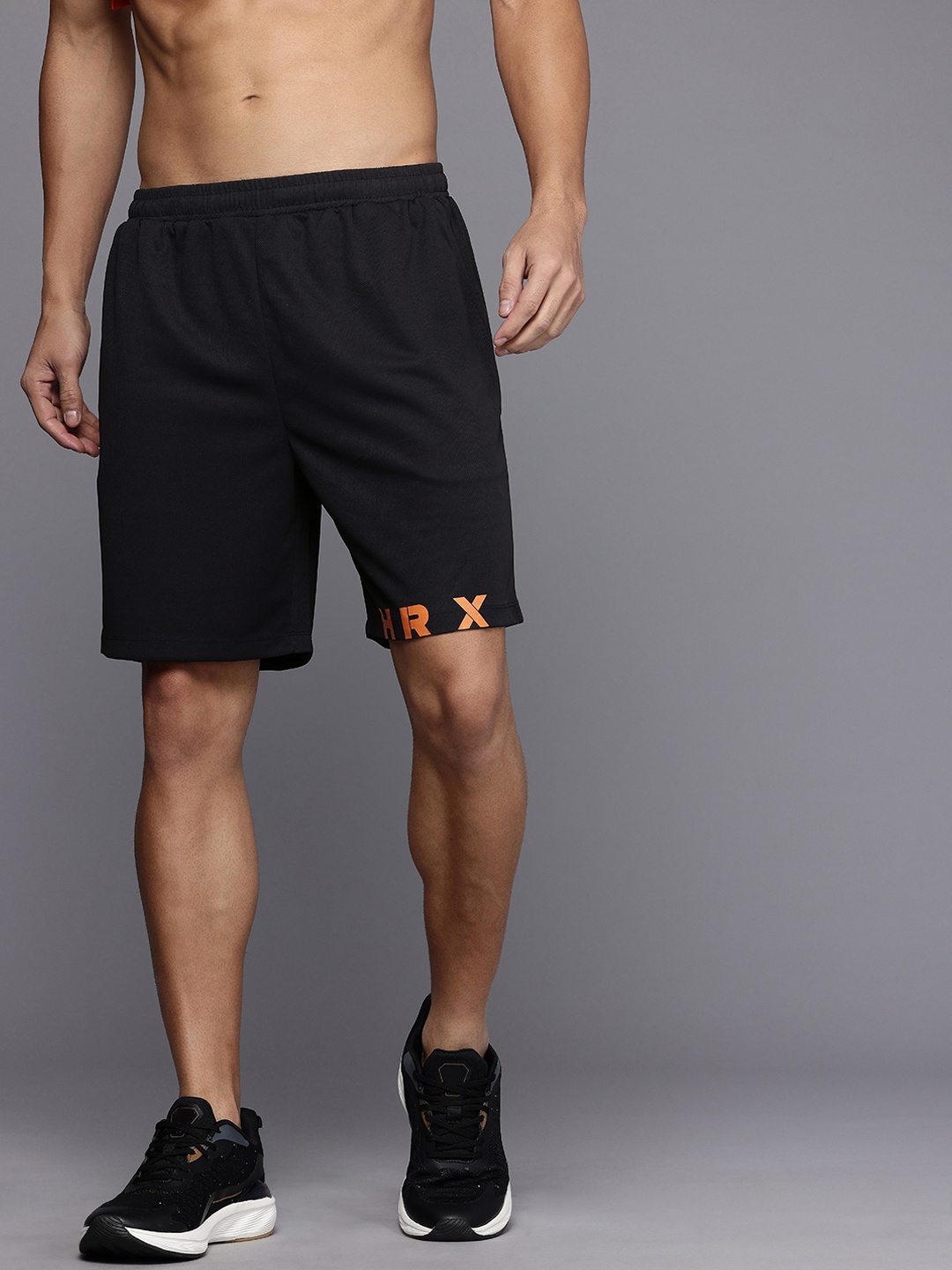 

HRX by Hrithik Roshan Men Sculptflex Self-Design Rapid-Dry Training Shorts, Black