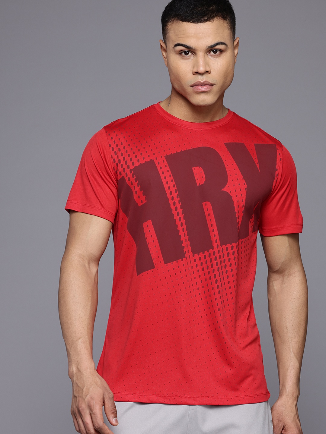 

HRX by Hrithik Roshan Men Brand Logo Printed Training T-shirt, Red