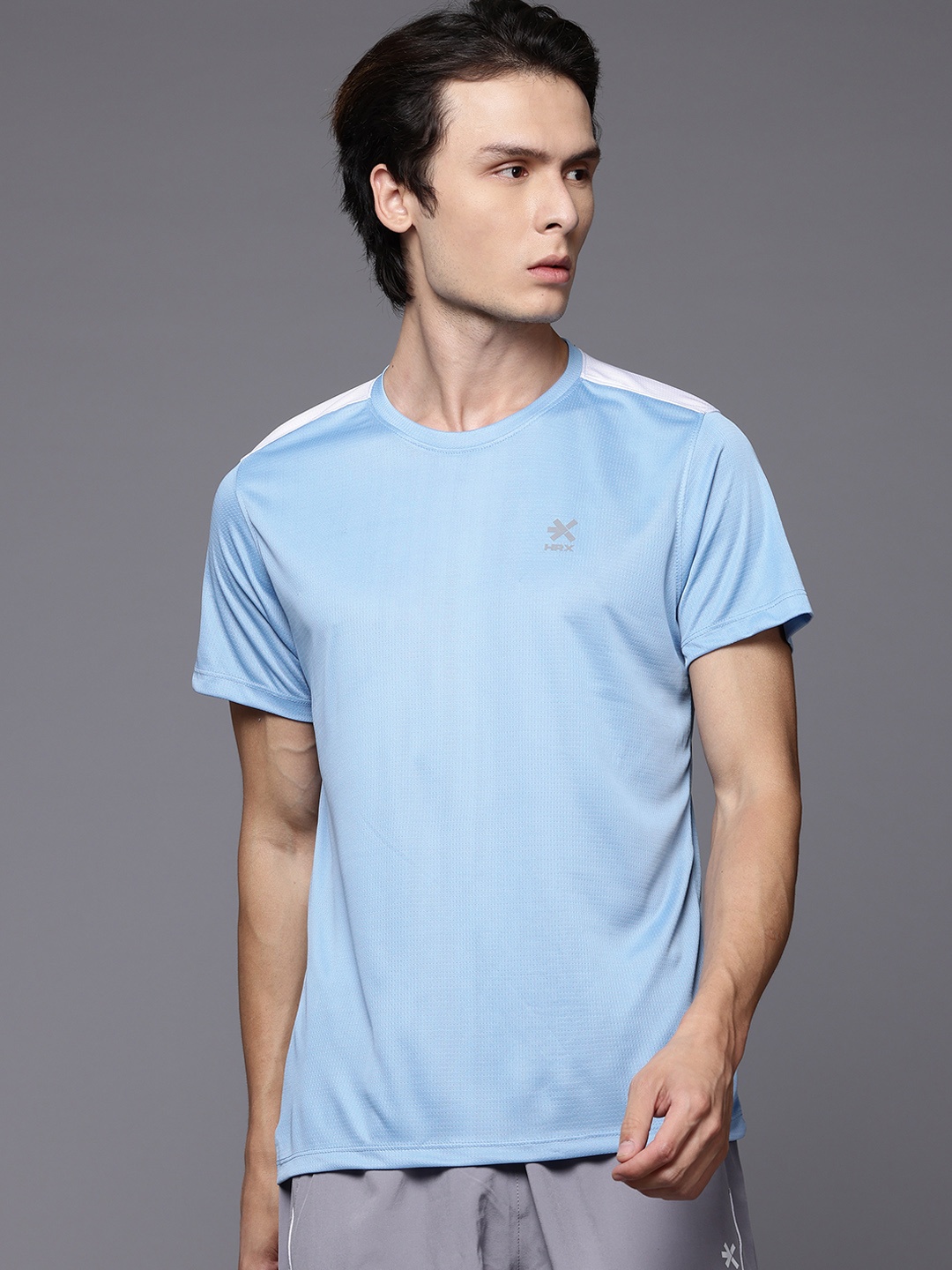

HRX by Hrithik Roshan Rapid-Dry Colourblocked Running T-shirt, Blue