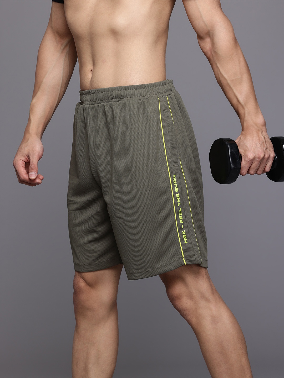 

HRX by Hrithik Roshan Men Rapid-Dry Training Shorts, Olive