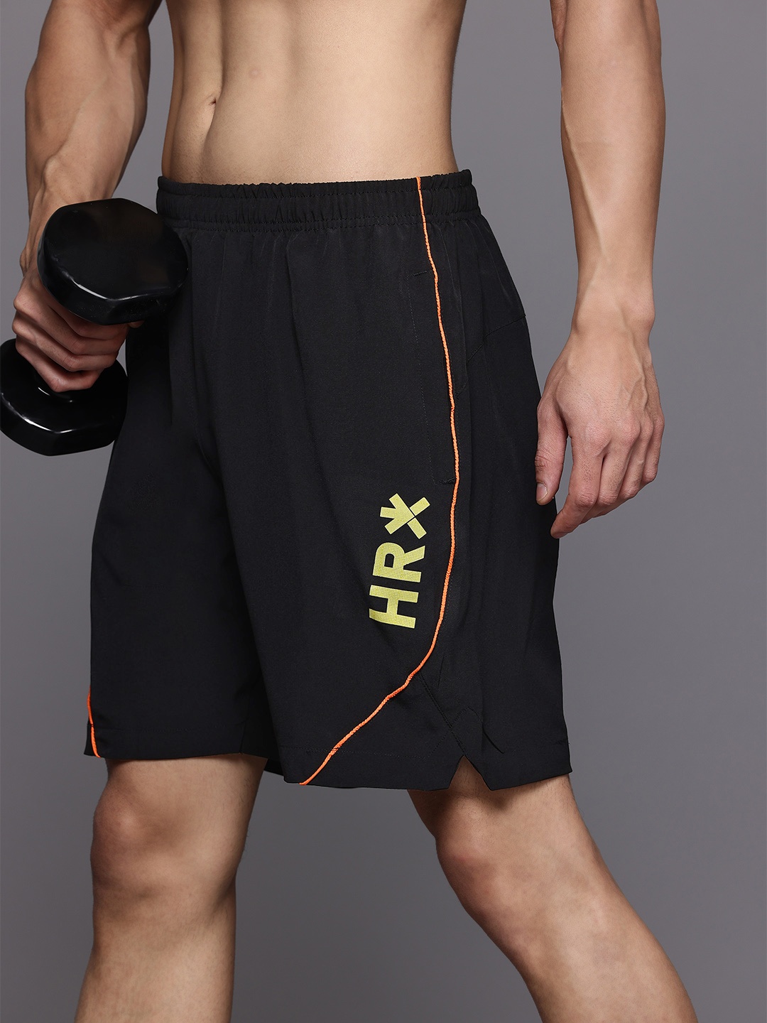 

HRX by Hrithik Roshan Men Brand-Logo Print Rapid-Dry Training Shorts, Black