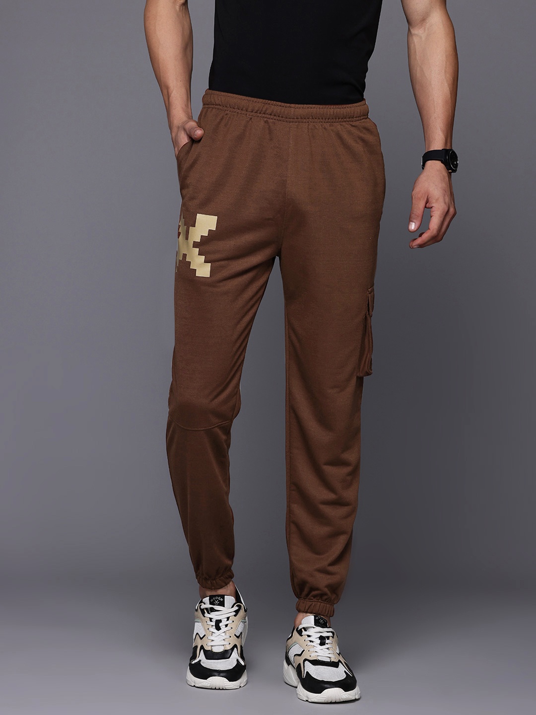 

HRX by Hrithik Roshan Men Printed Lifestyle Joggers, Brown