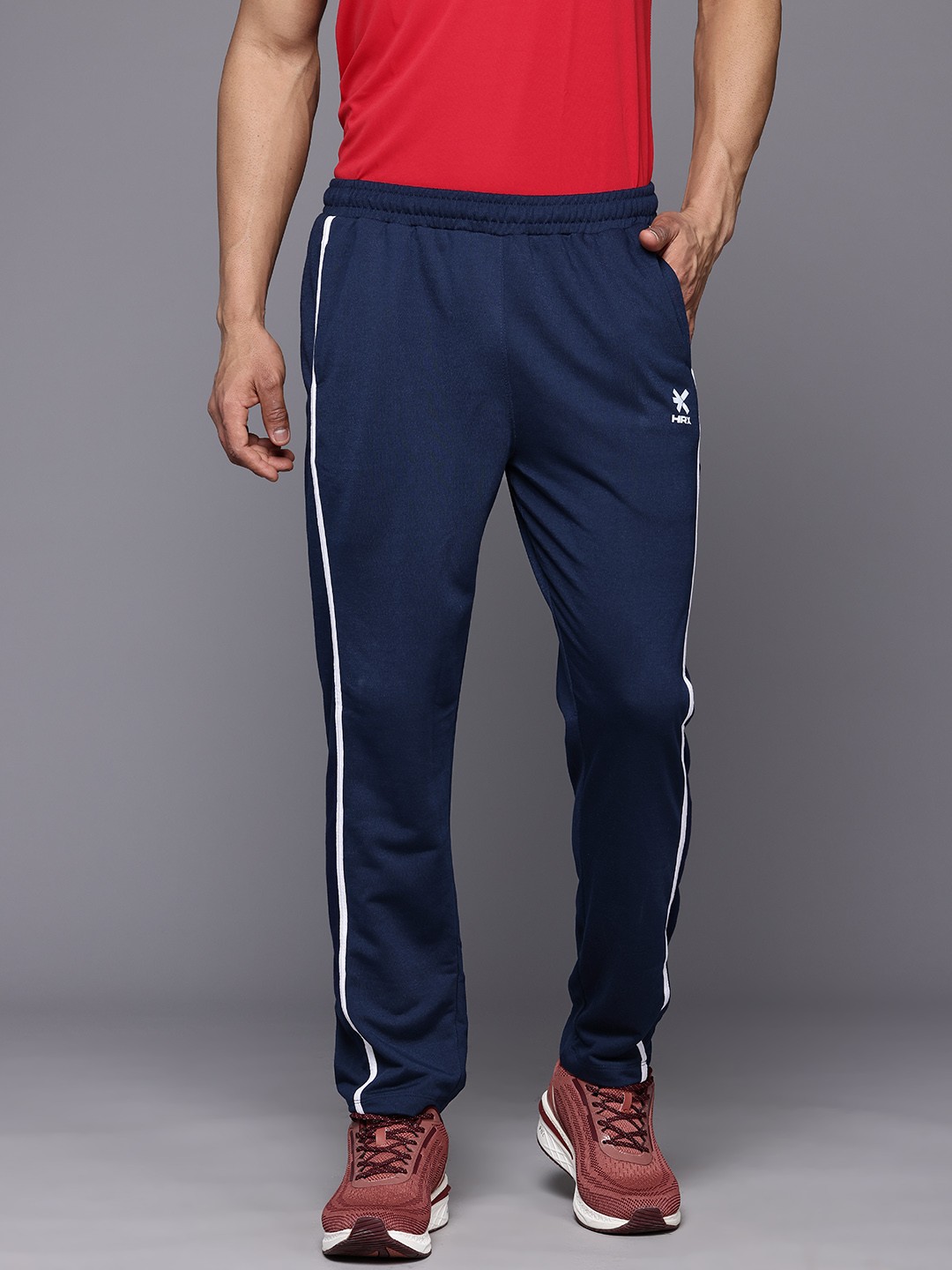 

HRX by Hrithik Roshan Men Side Stripe Lifestyle Track Pants, Navy blue