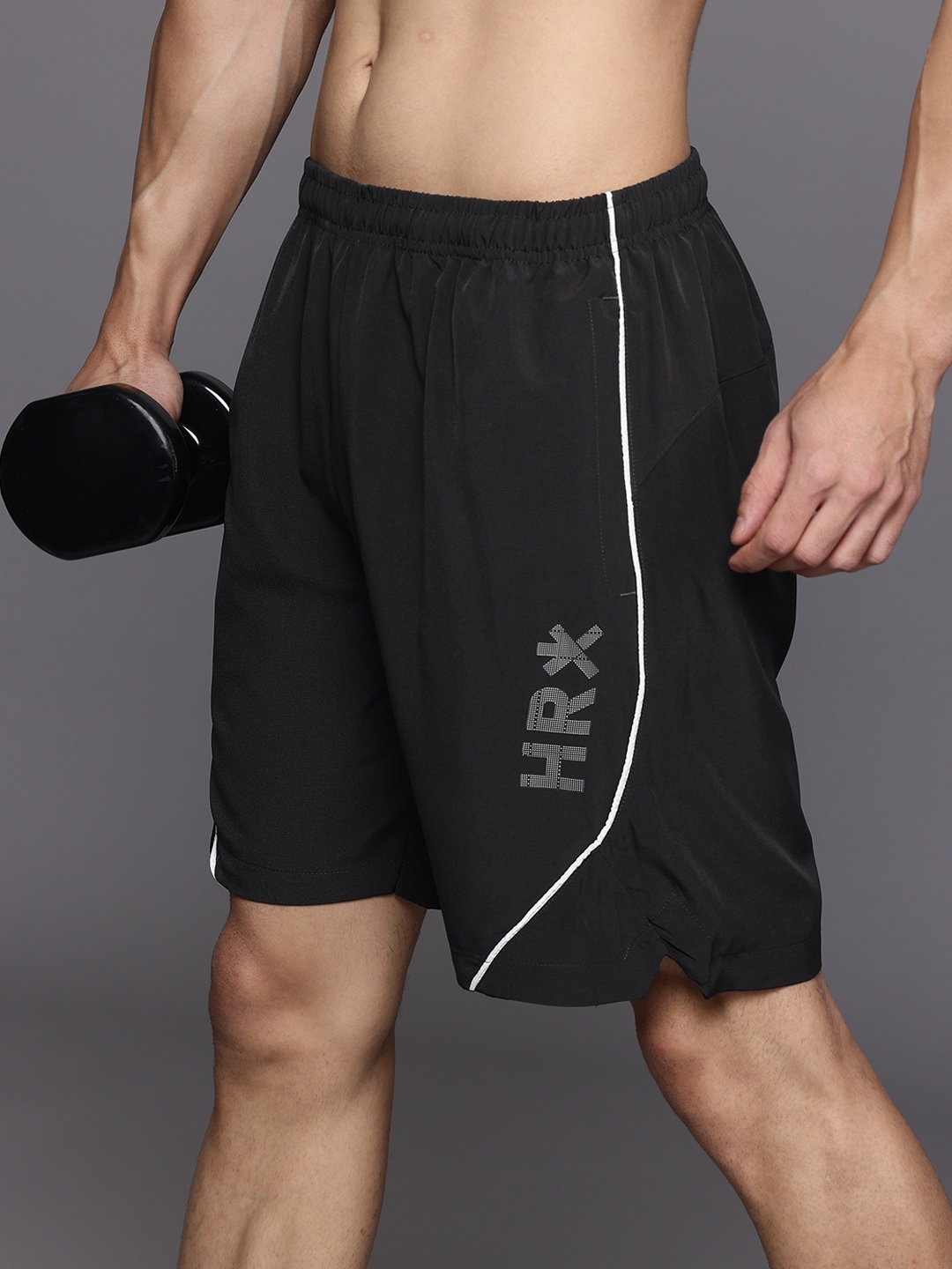 

HRX by Hrithik Roshan Men Brand-Logo Print Rapid-Dry Training Shorts, Charcoal