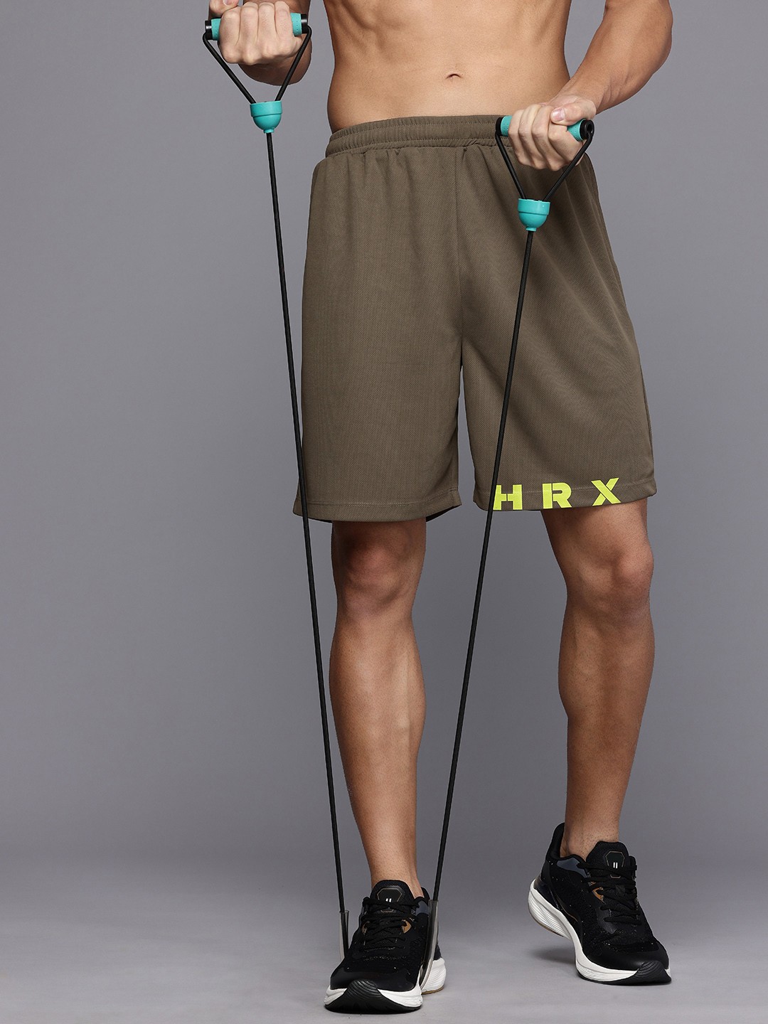 

HRX by Hrithik Roshan Men Sculptflex Self-Design Rapid-Dry Training Shorts, Olive