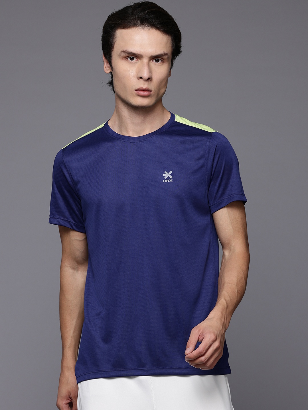 

HRX by Hrithik Roshan Rapid-Dry Colourblocked Running T-shirt, Blue