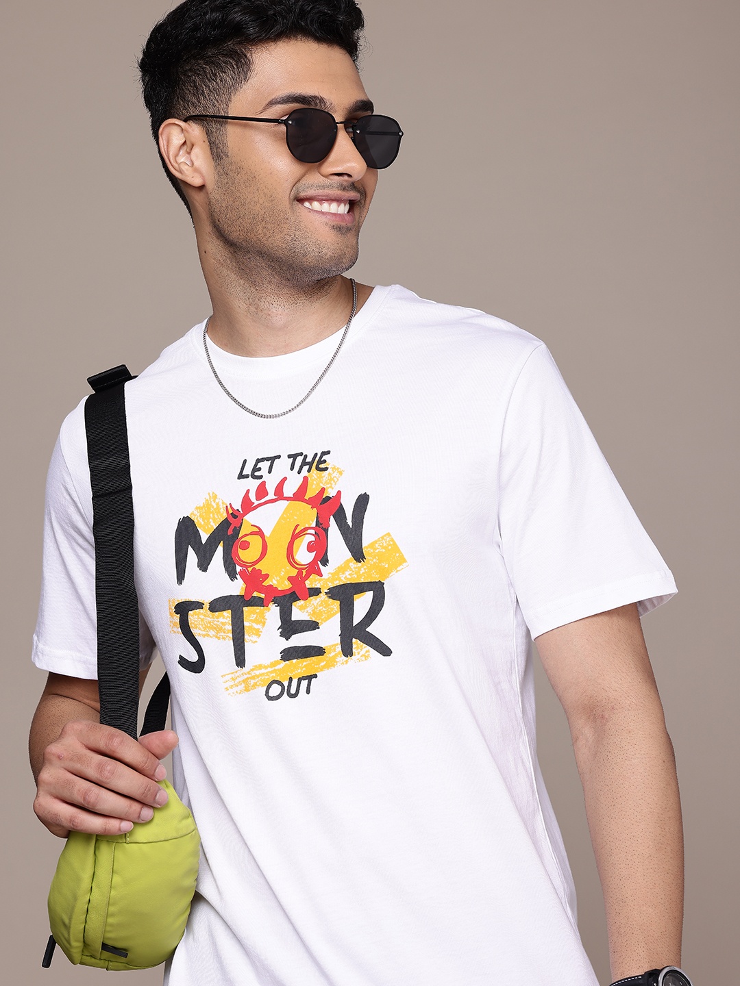 

WROGN Printed Pure Cotton T-shirt, White