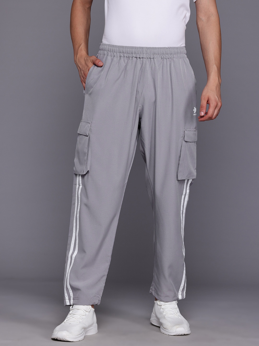 

HRX by Hrithik Roshan Men Side Striped Jogger-Style Trackpants, Grey