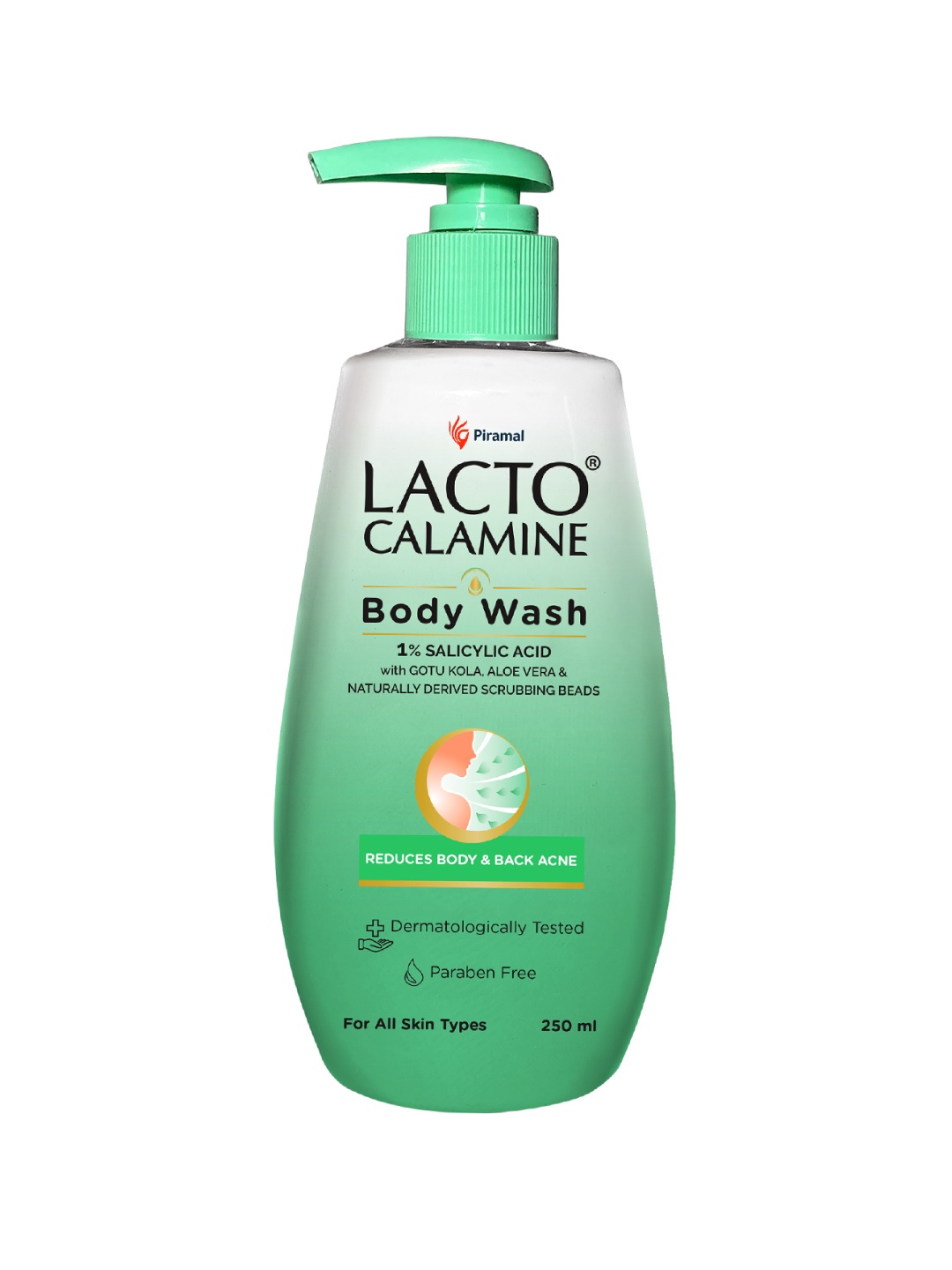 

Lacto Calamine 1% Salicylic Acid Body Wash with Gotu Koa & Aloe Vera - 250 ml, Green