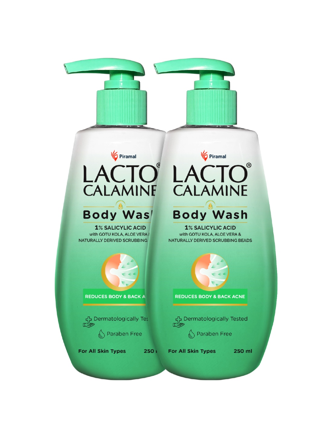 

Lacto Calamine Set of 2 1% Salicylic Acid Body Wash For Body & Back Acne - 250ml Each, Green