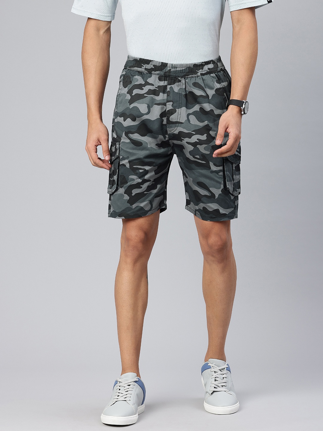 

ADBUCKS Men Camouflage Printed Cargo Shorts, Blue