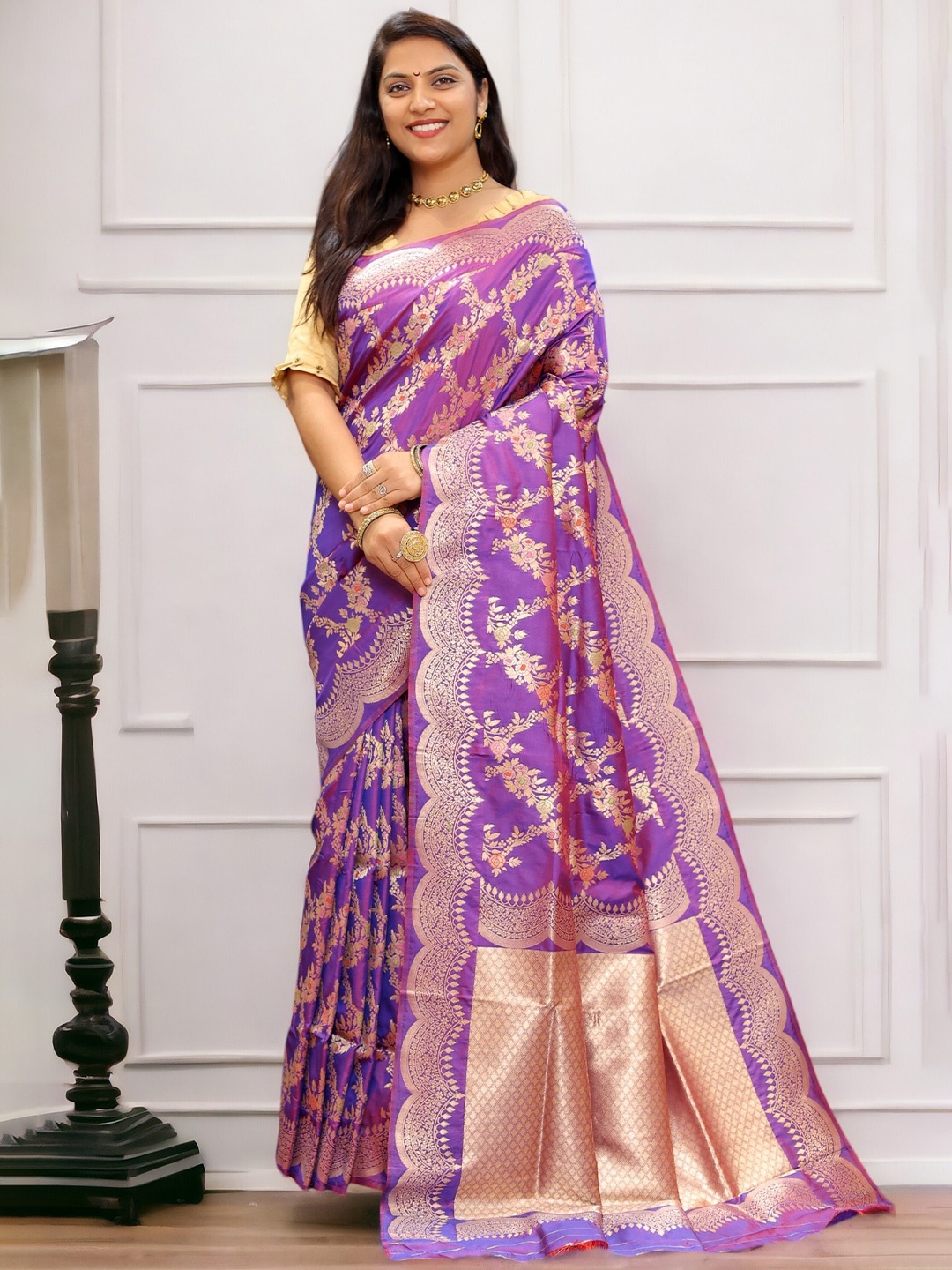 

Vastrasky Global Woven Design Zari Saree, Purple