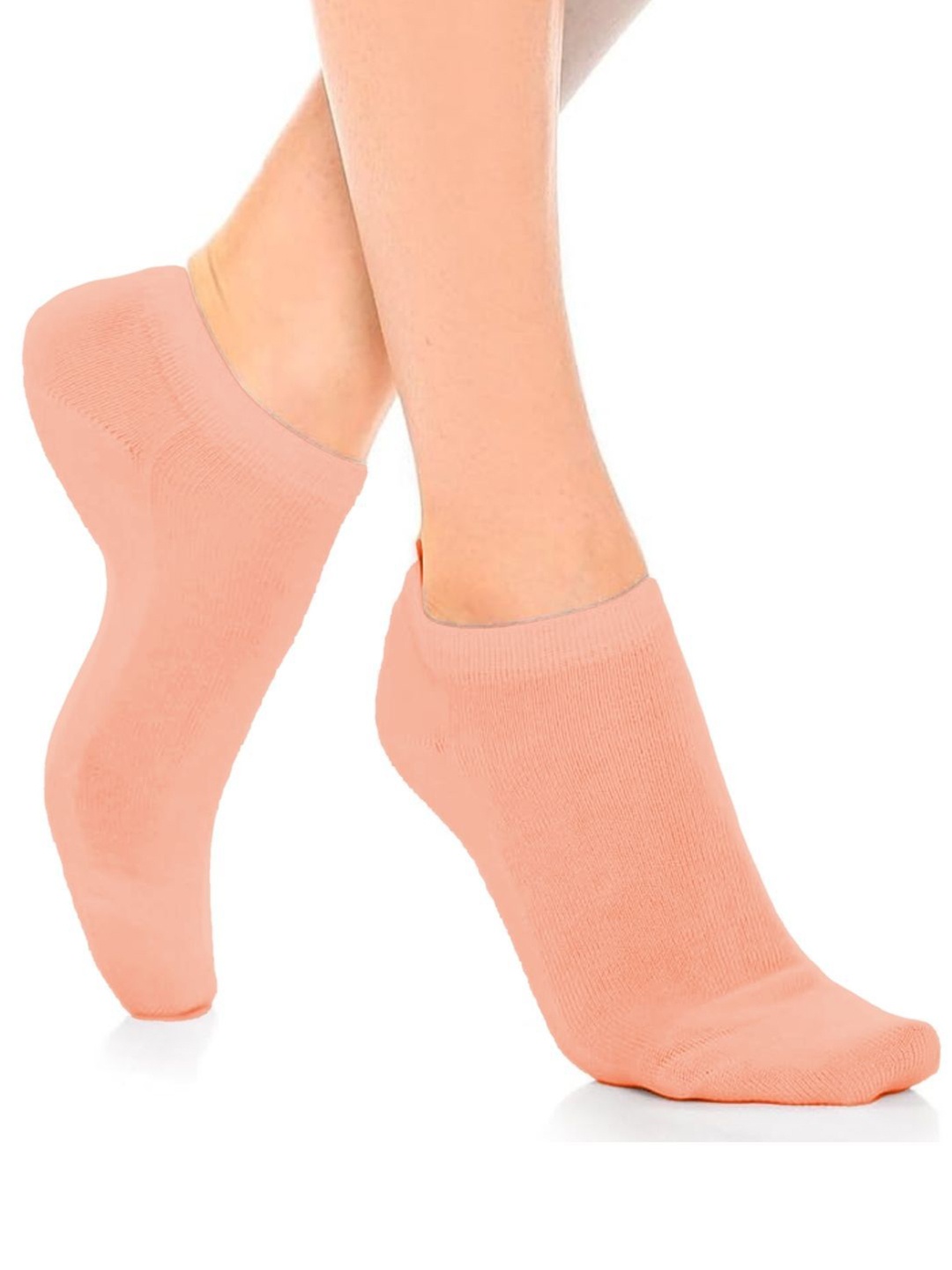 

Yuneek Women Pack Of 3 Cotton Ankle-Length Low Cut Socks, Peach