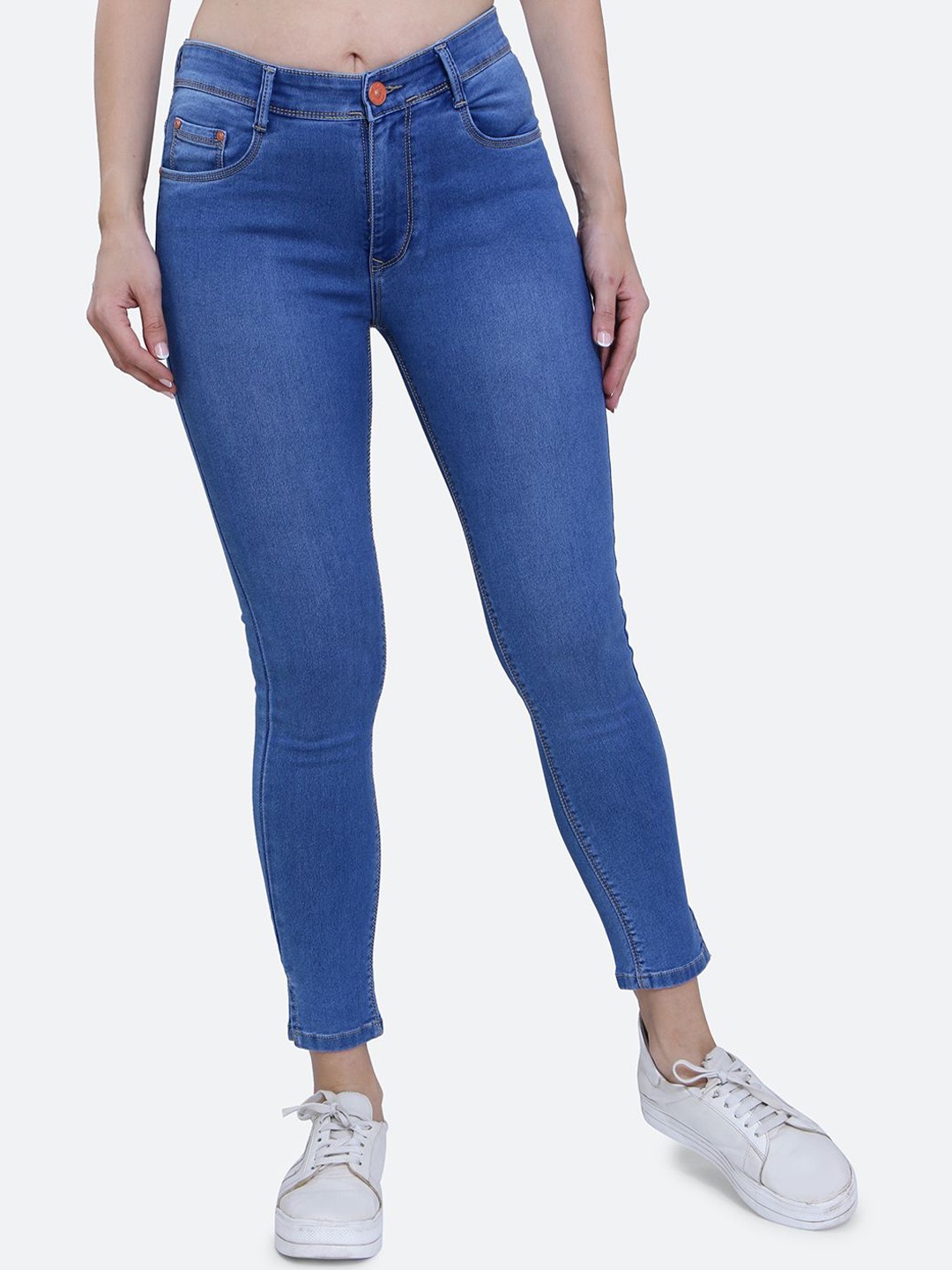 

FCK-3 Women Hottie High-Rise Clean Look Light Fade Cropped Stretchable Jeans, Blue