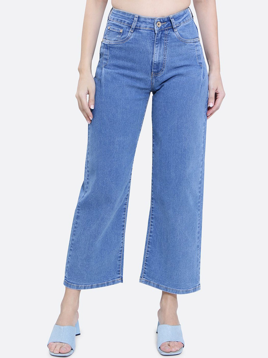 

FCK-3 Women Hottie Relaxed Fit High-Rise Cropped Stretchable Jeans, Blue