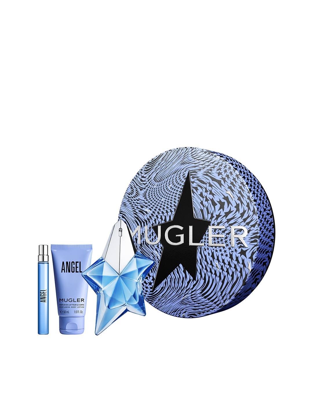 

MUGLER Women Angel Luxury Fragrance Gift Set - EDP 50ml + Body Lotion 50ml + EDP 10ml, Blue