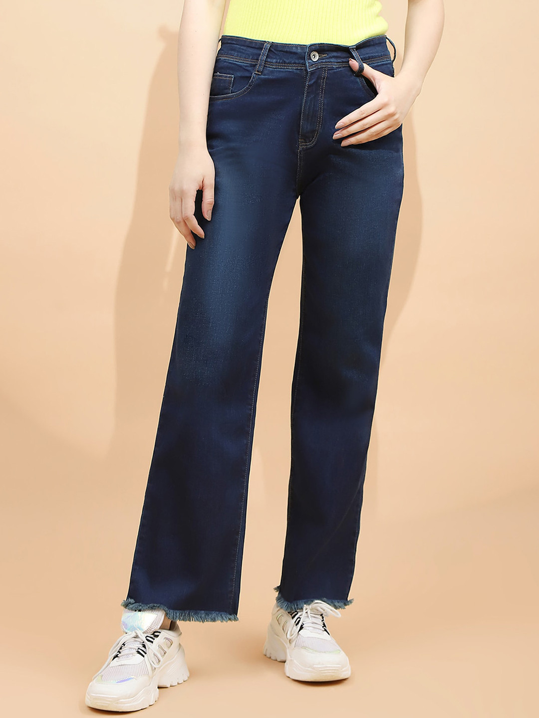 

Global Republic Women Smart Straight Fit Mid-Rise Clean Look Stretchable Jeans, Blue