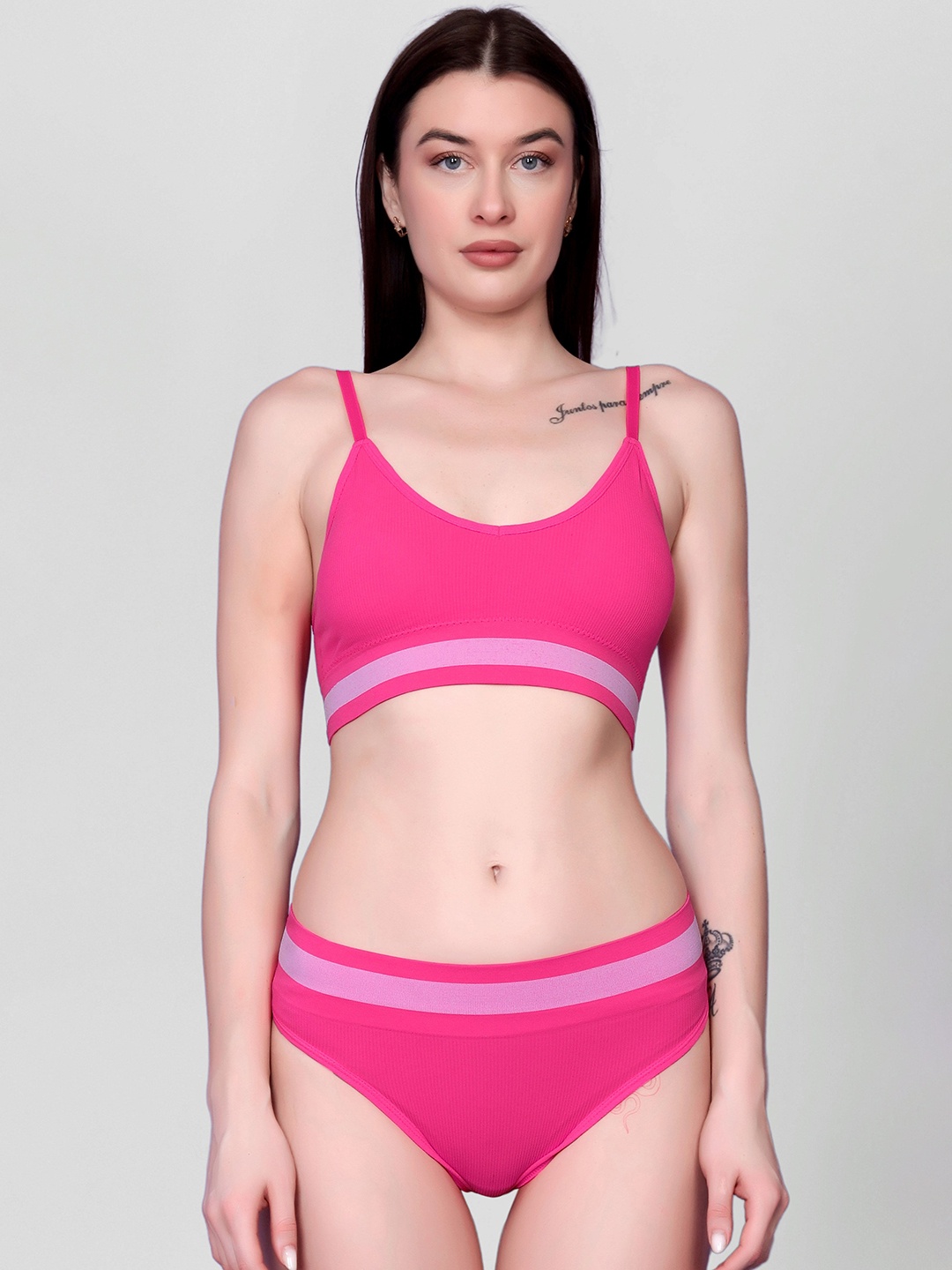 

Gopalvilla Full-Coverage Lightly Padded Lingerie Set, Pink