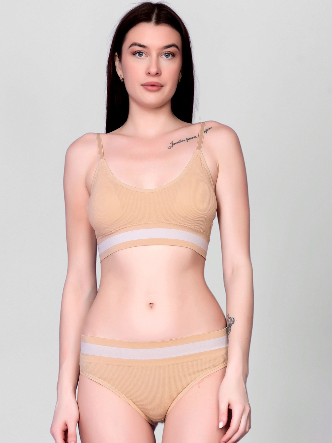 

Gopalvilla Full-Coverage Lightly Padded Lingerie Set, Beige