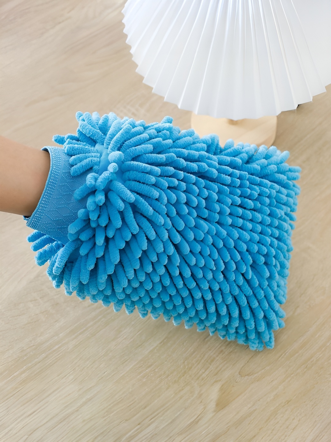 

UMAI Grey & Blue 2 Pcs Double-Sided Chenille Wash Mitt 1000 GSM Kitchen Gloves