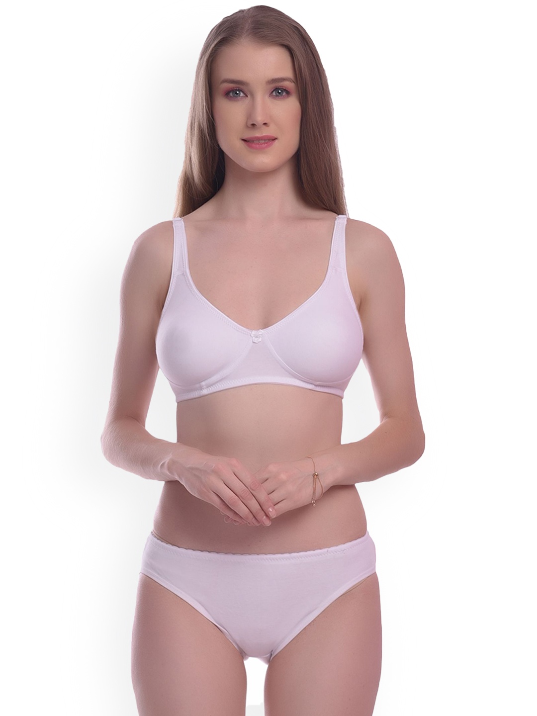 

elina Non Padded Cotton Lingerie Set, White
