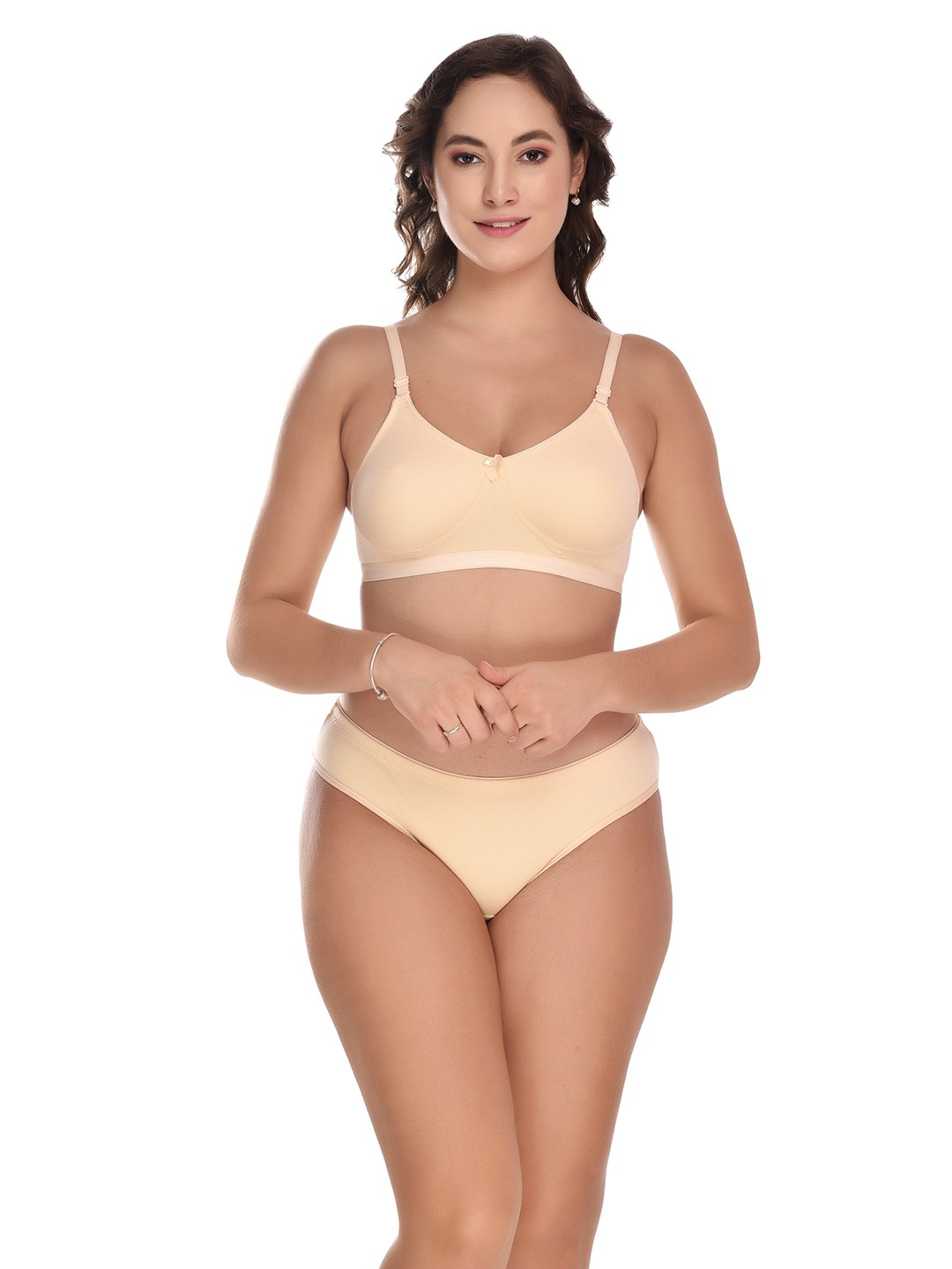 

elina Non Padded Cotton Lingerie Set RM-LOVIA-SET-SKIN-3-30C, Beige