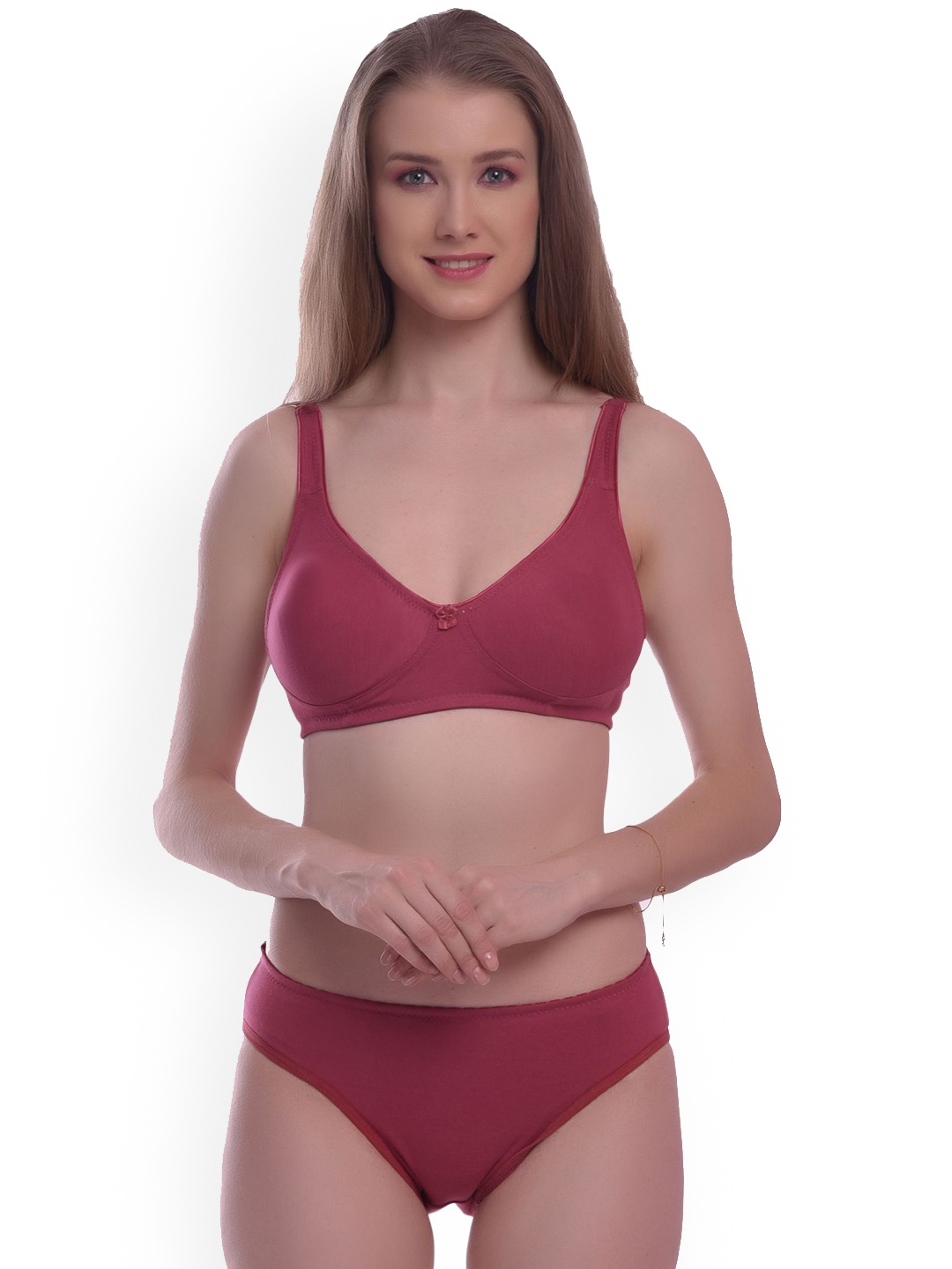 

elina Non Padded Cotton Lingerie Set, Brown