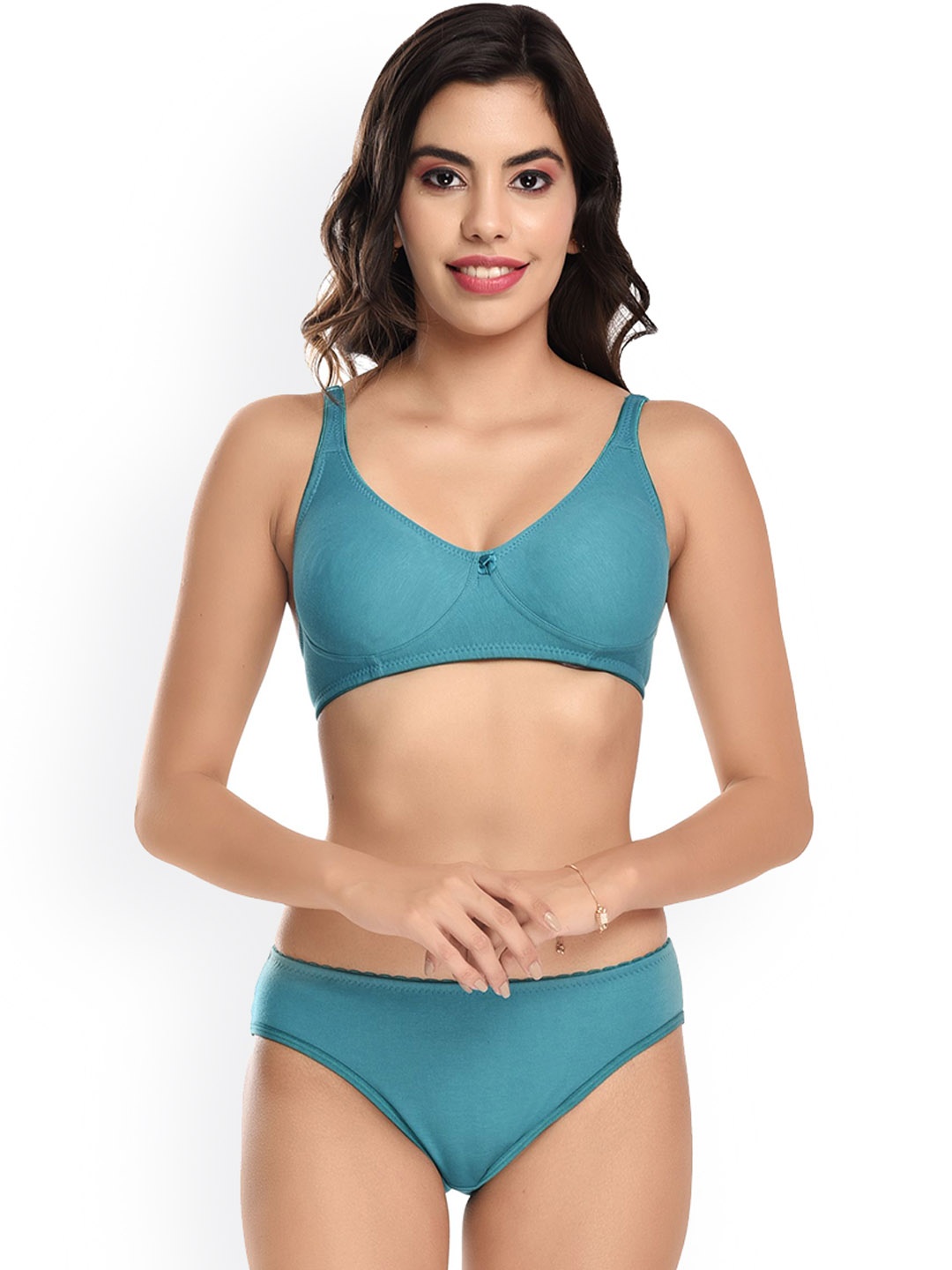 

elina Non Padded Cotton Lingerie Set RM-VIVAN-SET-RAMA-30B, Teal