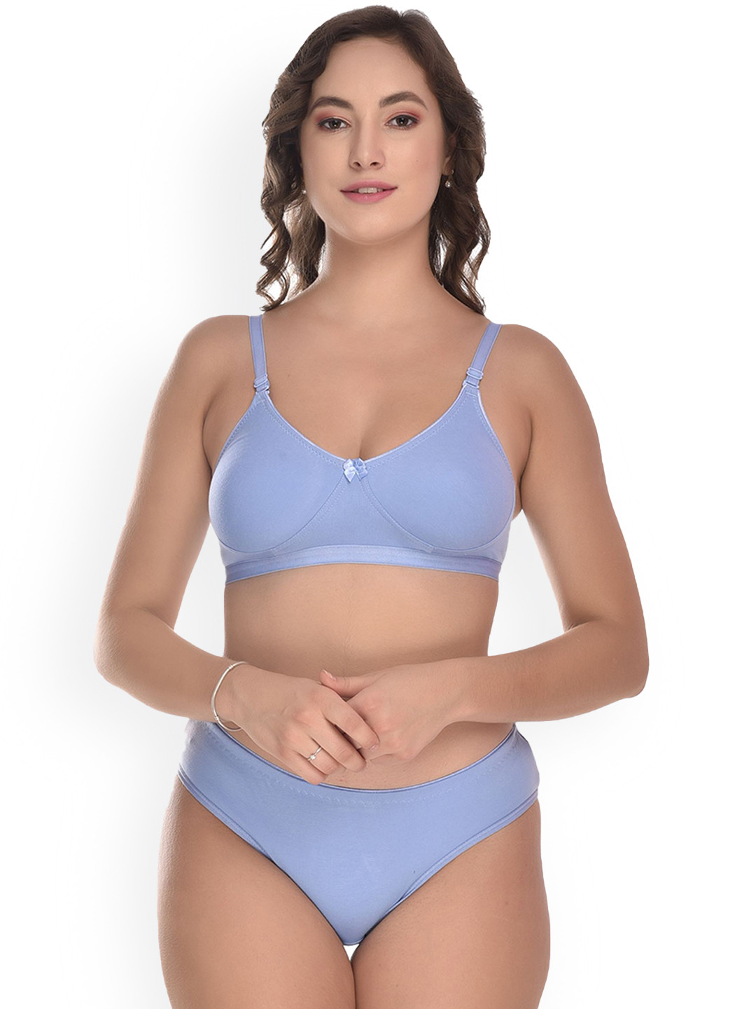 

elina Non Padded Cotton Lingerie Set, Turquoise blue