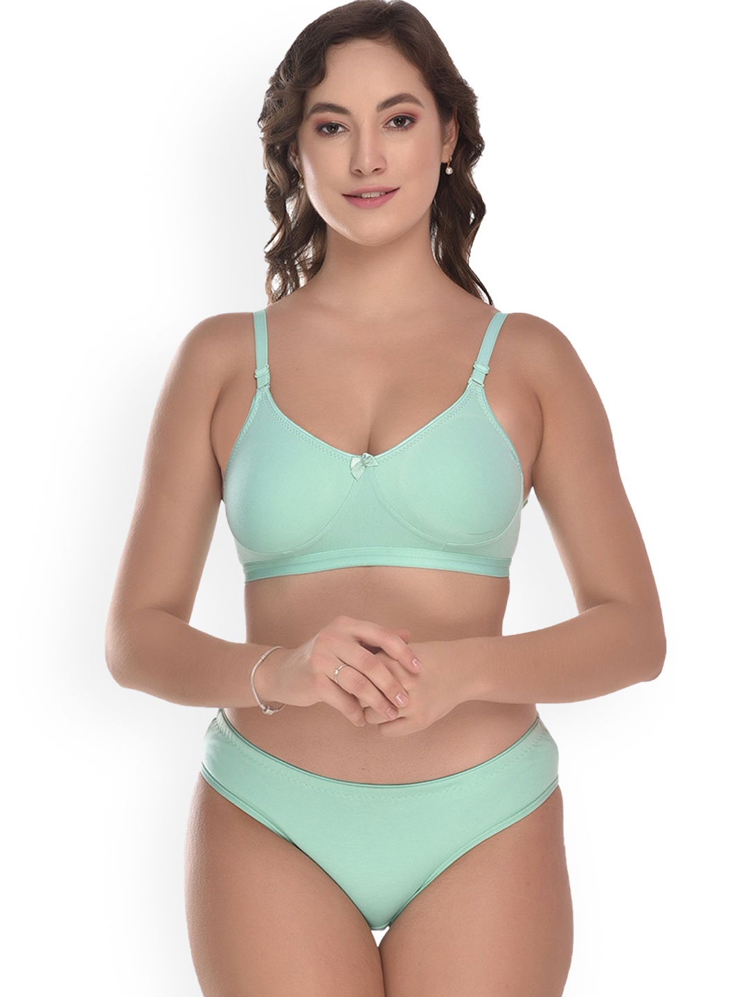 

elina Non Padded Cotton Lingerie Set, Sea green